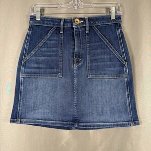 Vineyard Vines Utility Pocket Denim Jean Mini Skirt Dark Wash Preppy Size 25